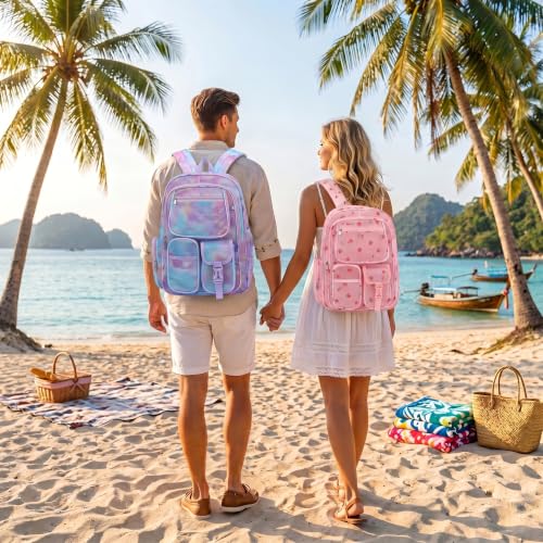Pepailug Mesh Backpacks for School, Heavy Duty Breathable See Through Bookbag for Women Girls Boys Kids, Large Capacity Mesh bag for Beach Swimming Gym Work Travel- Marble Purple by Pepailug - Used condition - Image 7