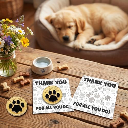 Image of Liliaafar 30 Pcs Paw Print Thank You Gifts Employee Appreciation Lapel Pin Bulk Thank You School Spirit Pin Volunteer Recognition Appreciation Gift with Card for Teacher Staff Coworker