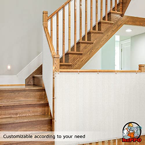 Image of HIPPO Baby Safety Net for Balcony Child Protection Stairway Safety Net Railing Guard for Kids Staircase Protector with Tie-Cords Breathable Fabric Indoor Outdoor Use (1MTX5MT, Arctic-White)