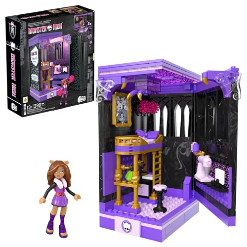 MEGA Monster High Action Figure Building Set Clawdeens Boo-k Den with 299 Pieces Book Nook for Collectors