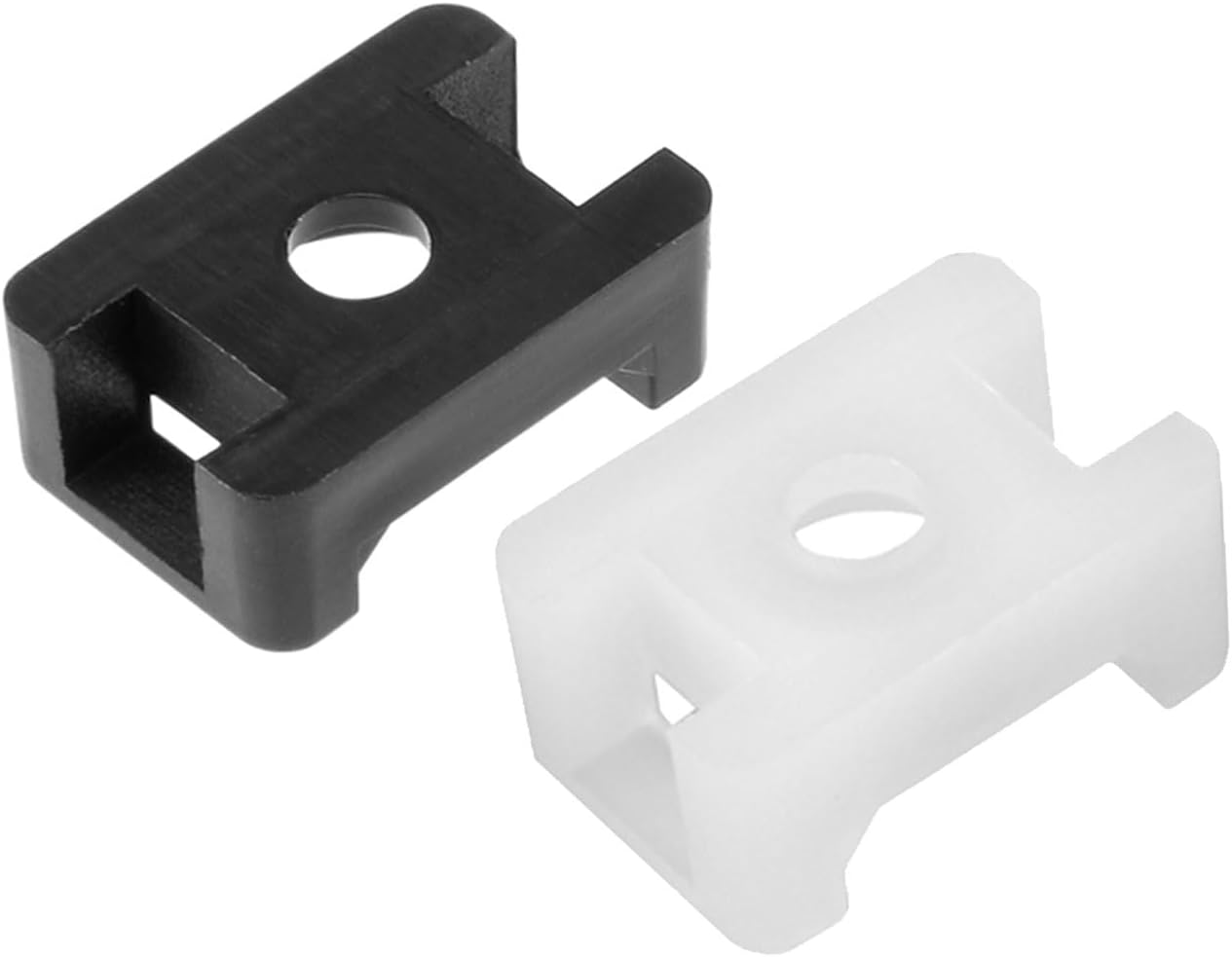 MECCANIXITY Cable Tie Mount Base Saddle Type 5.2mm Screw Hole Dia Wire Holder 50 Pack White and 52 Pack Black for Wire Management