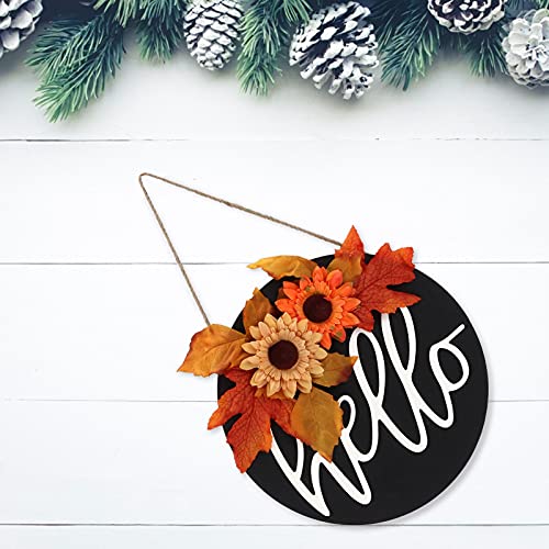 Shanrya Prato de porta de madeira de Ação de Graças, pingente de decoração de casa de madeira álamo,