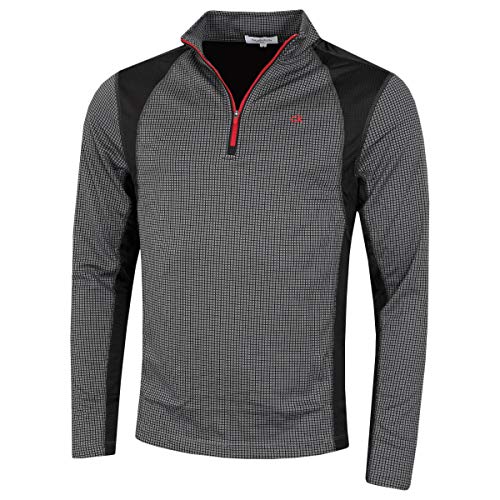 Calvin Klein Herren Micro Grid Half Zip Mid Layer - Schiefer/Rot - M.
