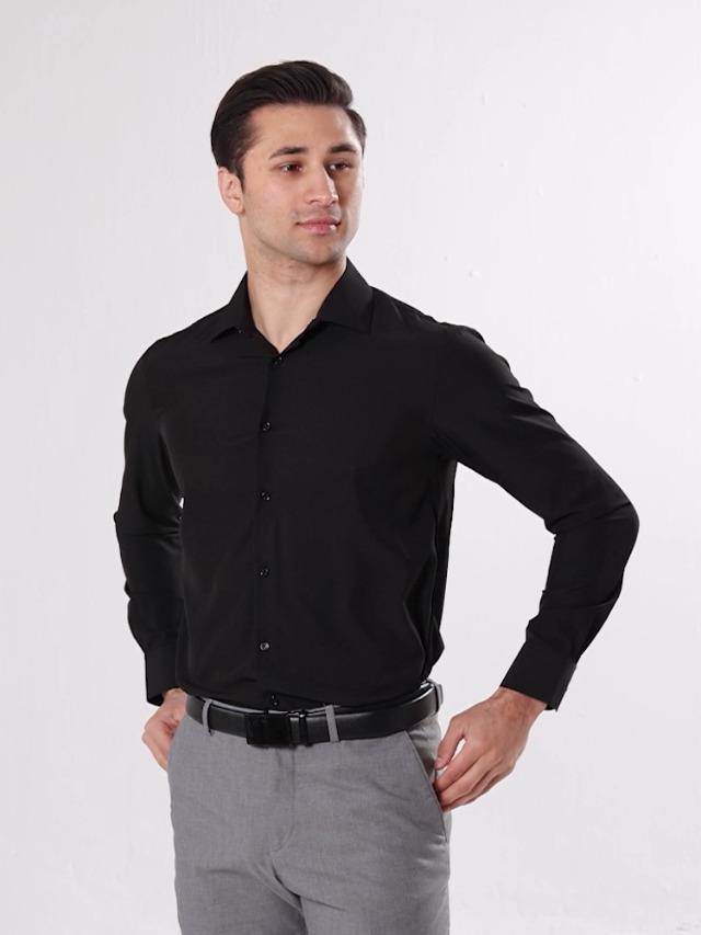 Zoomgarrity Men's Stretch Dress Shirt - Wrinkle Free, Moisture Wicking, Slim Fit Long Sleeve