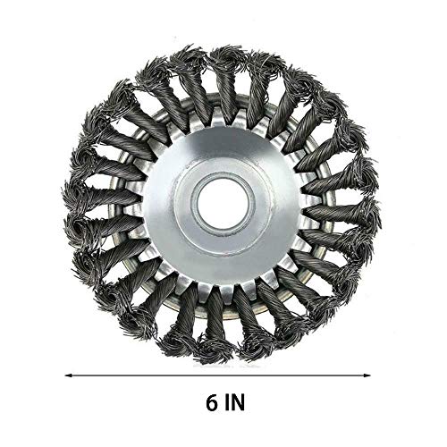 Steel Wire Weed Trimmer Head Grass Brush Cutter With Adapter Kit For String Trimmers Garden Brush Cutting Head Metal Joint Twist Knot Lawn Mower For String Trimmers, Rust Removal, Lawn Mower (6 Inch) #TOP1
