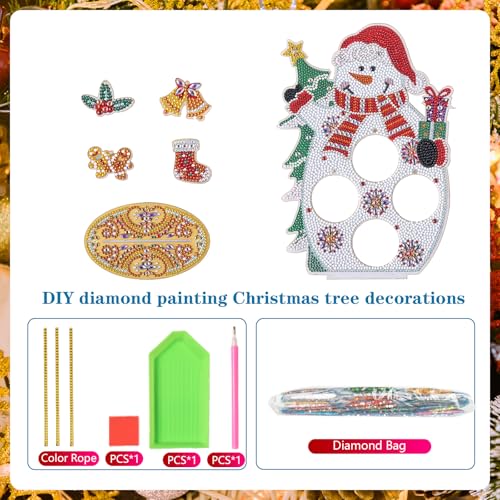 Image of AiYuanzsh Christmas Snowman Diamond Art Tabletop Ornament, Acrylic Diamond Painting Desktop Decoration Kit, Large DIY Crystal Diamond Art Crafts for Adults 7.48 x 11.42 inch