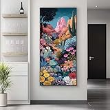 Pintar por Numeros Adultos desierto Pintura por Numeros Principiantes, Planta Paint by Numbers Manualidades, DIY Pintar por Numeros Niños, Decoración de Paredes Hogar, 30x60 cm/12x24 Inch, Sin Marco