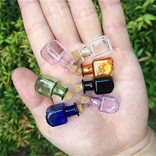 Tai Dian Mini Glass Color Bottles Rectangle Cute Bottles With Cork Little Bottles Gift Tiny Jars Vials Mix 7 Colors #TOP5