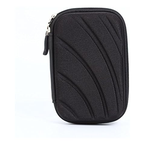 AUConer Black Hard camera case with holding clip for Canon Powershot D30/G9X/SX720 Nikon Coolpix S7000/P340/S33/W300 Vivitar XX128 Panasonic Lumix DMC TZ60/TZ70/FT5/SZ10/TZ57/FT30 (Big, Black Rainbow) Cover
