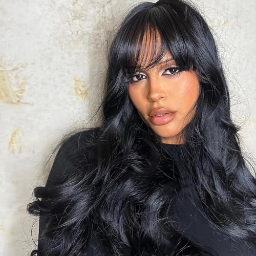 WIGER Human Hair Wavy Wigs for Black Women Natural Wave