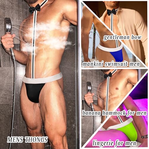 Avidlove Men's Sexy Mankini Thong Swimsuit Suspender Swimwear Mens Low Rise Lingerie with Bow Tie(Refer to the updated sizes)4