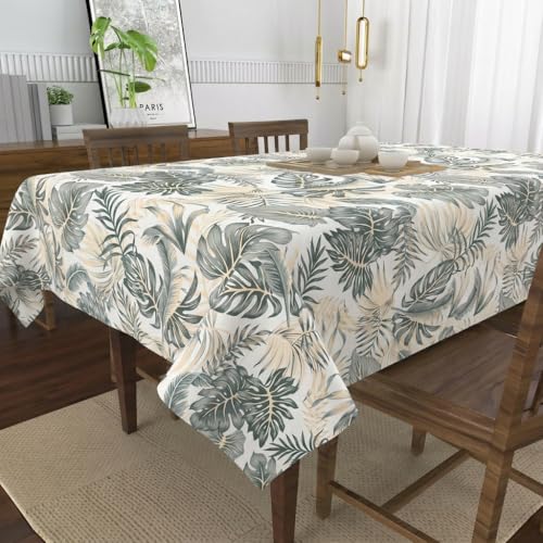 Image of Wings Star Premium Center Table Cover, PVC Fabric, 40x60 inch Size | Table Cloth | PVC 4 Seater Rectangular Center Table Cover | Table Sheet for Dining, Party, Events | Waterproof Green & Beige