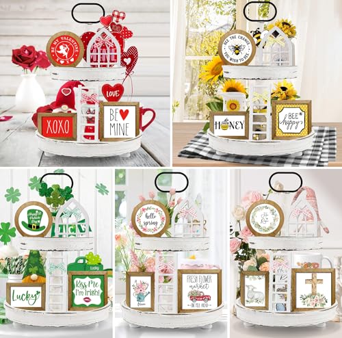 Farmhouse-Bee-Tiered-Tray-Decor-SetInterchangeable-Year-Round-Seasonal-Decorations-Spring-Decorations-for-Home-Decor-Wooden-Frames-Mini-Arch-Ladder-NO-Tray Farmhouse Bee Tiered Tray Decor SetInterchangeable Year Round Seasonal Decorations Spring Decorations for Home Decor Wooden Frames Mini Arch Ladder NO Tray