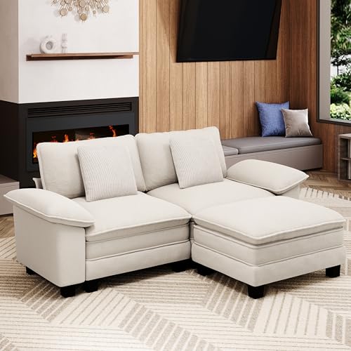 87-Inch L Shaped Sectional Sofa with Cloud Cushions, Deep Seat