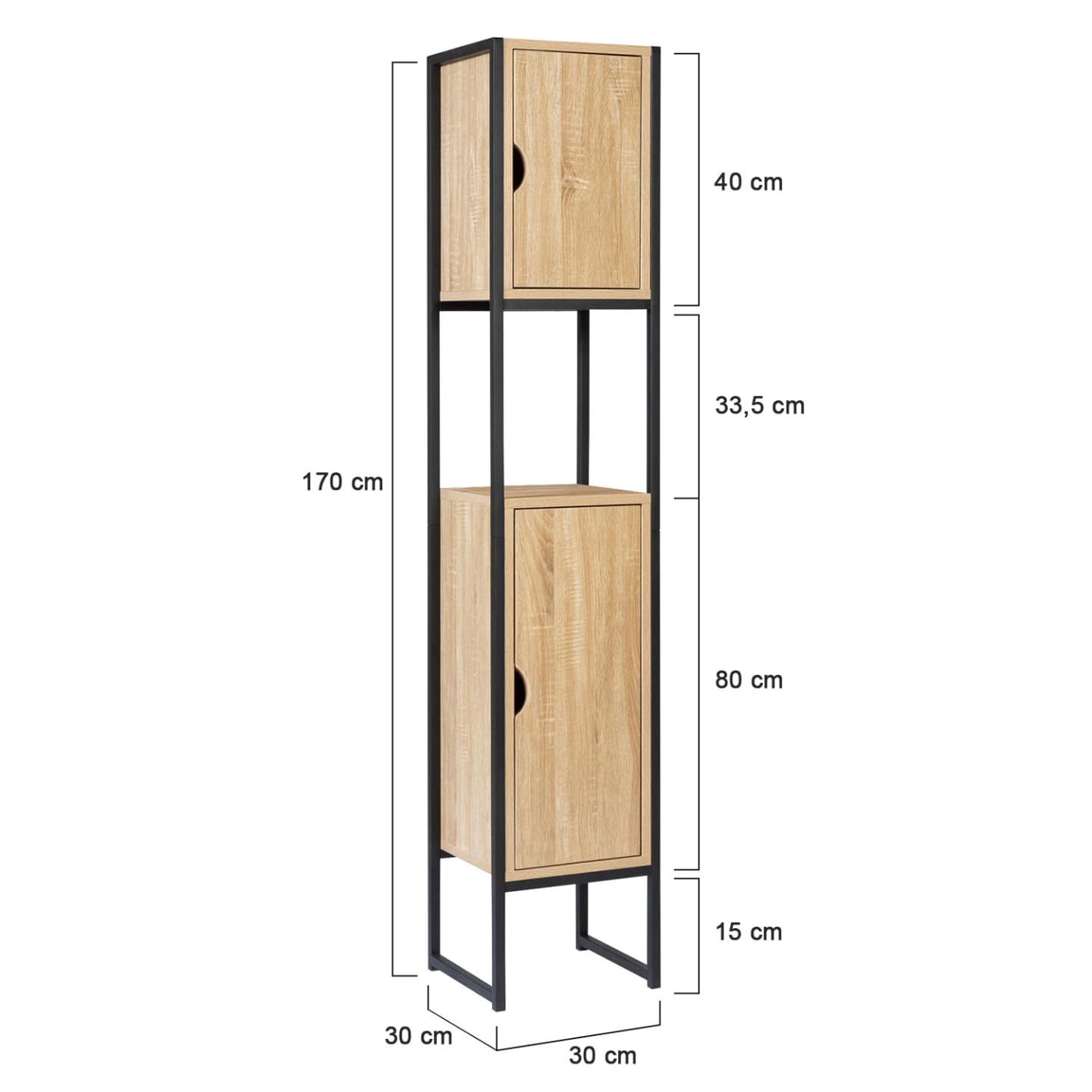 IDMarket - Meuble Colonne Salle de Bain Detroit 2 Portes 1 Niche Design Industriel