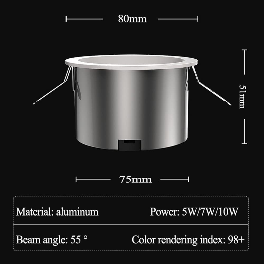 Reflektor LED, 3 szt. wpuszczane oświetlenie punktowe, listwa maskująca 5W, 7W, 10W, głębokie, antyodblaskowe, wpuszczane oświetlenie punktowe LED, oświetlenie wewnętrzne, oświetle