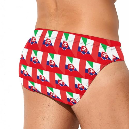 Italy and Slovenia Flag Printed Swim Briefs for Men Sexy Bikini Swimwear Elastic Beach Trunks Bathing Suit4