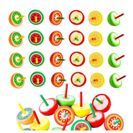 Liuer 20PCS Peonza de Madera,Juego de peonzas,Peonza trompo,Creativo Juguete Regalos y Detalles para Comuniones,Niños,Niñas,Fiestas de Cumpleaño(Dibuja Colores tú Mismo) (B)