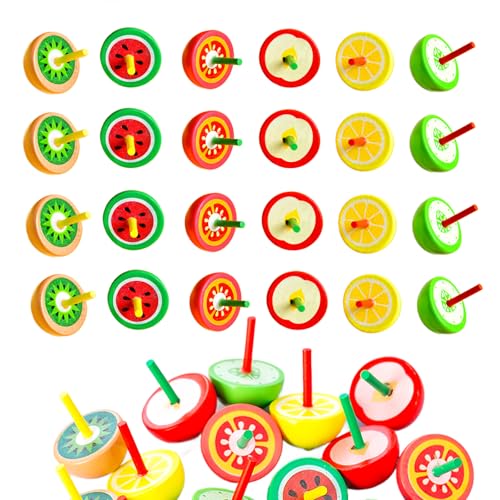 Liuer 20PCS Toupie en Bois, Petites Toupies, Jouets Éducatifs pour Enfants, Cadeau Anniversaire, Remplisseurs de Sacs de Fête (B)
