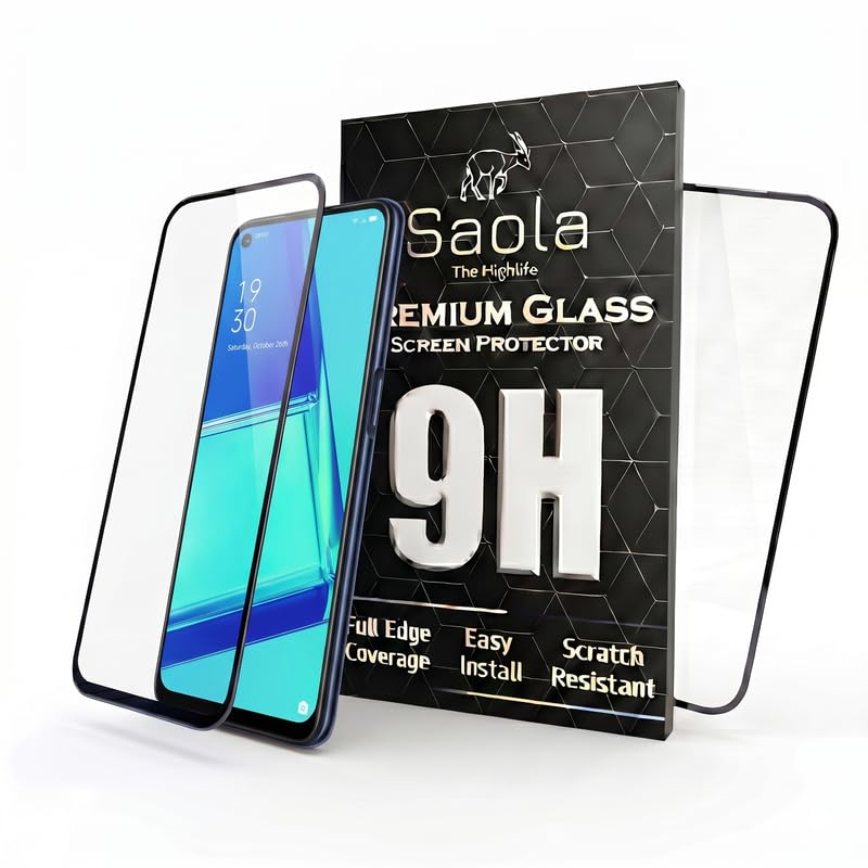 Image of Saola HD+ Oleophobic Tempered Glass Screen Protector For Oppo A52 (Pack Of 2) with Free Installation Kit. Full screen Coverage - 6.50 inch