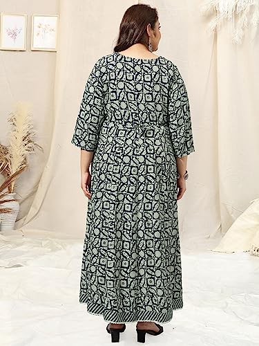 Image of MIRCHI FASHION Women's Plus Size Anarkali Rayon Ebroidery Work Kurti Only (MPK9451 - Navy Blue, Grey - 6XL)