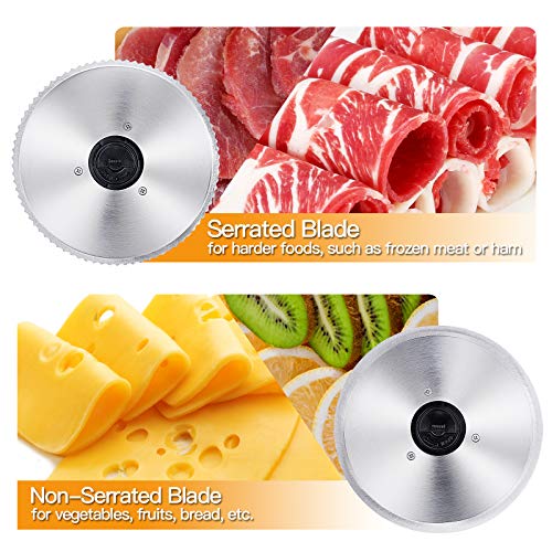 Meat Slicer, 200W Electric Food Slicer With Two Removable 7.5"Stainless Steel Blades&One Stainless Steel Tray, Child Lock Protection, Adjustable Thickness, Food Slicer Machine For Meat Cheese Bread #TOP2