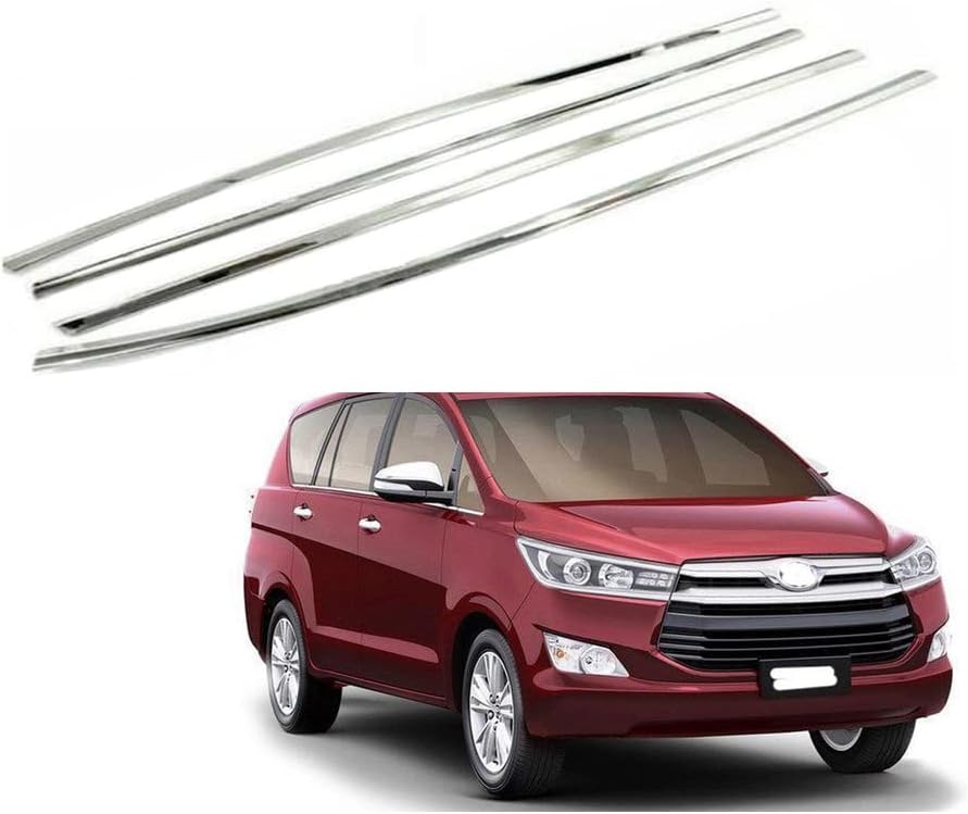 Car Window Lower Garnish Stainless Steel Chrome Finish Compatible for Innova Crysta Model 2016 Onwards Set of 8 Pieces