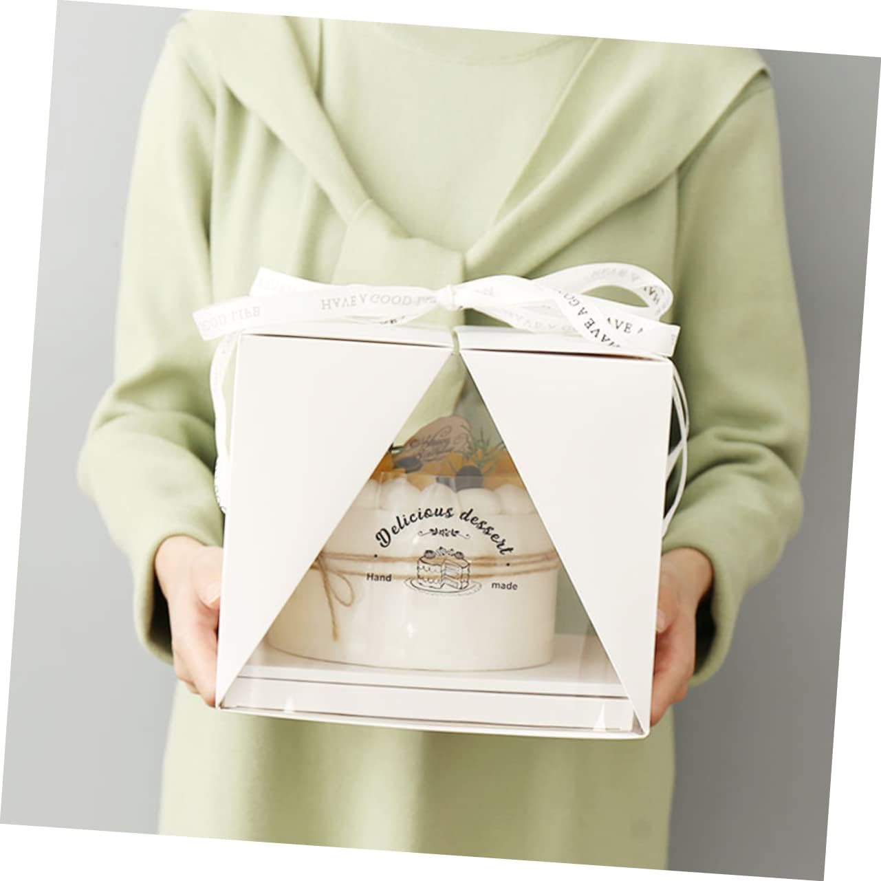 Transparent Cake Box Handle Bakery Packing Container for Birthday Wedding and Party Desserts Cake Display and Transport