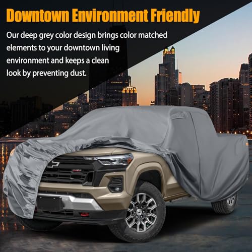 Image of Waterproof Car Covers Replace for 2005-2025 Toyota Tacoma Double Cab 5ft, 10 Layers Heavy Duty with Cotton Liner Truck Cover with Zipper Door, Windproof Bands for Snow Rain Dust Protection