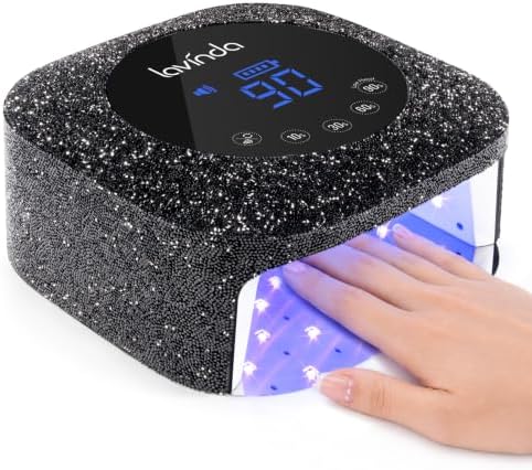 Lavinda - 54W UV Nail Lamp, UV Gel Nail Light, Cordless Rechargeable Nail Lamp, UV LED Light with 4 Timers and LCD Display, Professional Quick Dry Nail Lamp with