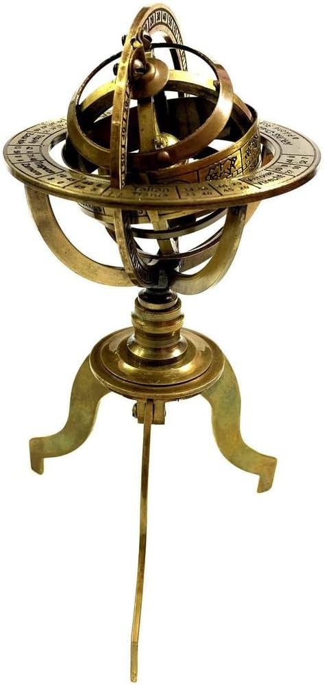 Antique Brass Armillary Sphere Engraved Globe Nautical Maritime Home & Office