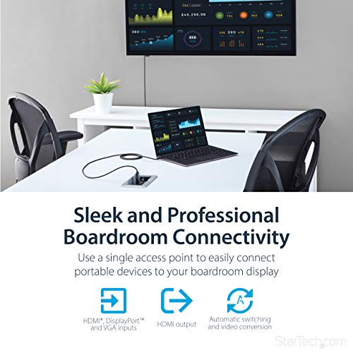 Startech.com Conference Table Connectivity Pop Up Box With Av And Data Ports - Hdmi, Vga, Displayport To 4K Hdmi Output (Box4Hdecp2), Silver #TOP1