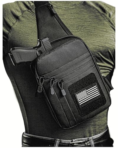 LINKA Tactical Sling Bag for Men - CCW Sling with Secure Chest Holster - Durable EDC Shoulder Bag for Everyday Use
