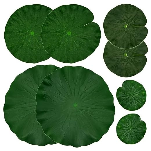 Artificial Floating Foam Lotus Leaves Decor for Pond Aquarium and Stage Realistic Lotus Foliage Green Plant for Fish Pool Decoration Pack of 8, 4 Sizes (10, 15, 20, 28cm)