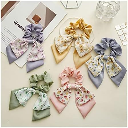 5PSC floral double -layer bow hair ring female back of the head of the ponytail skin, high face value tie hair rope rope head rope