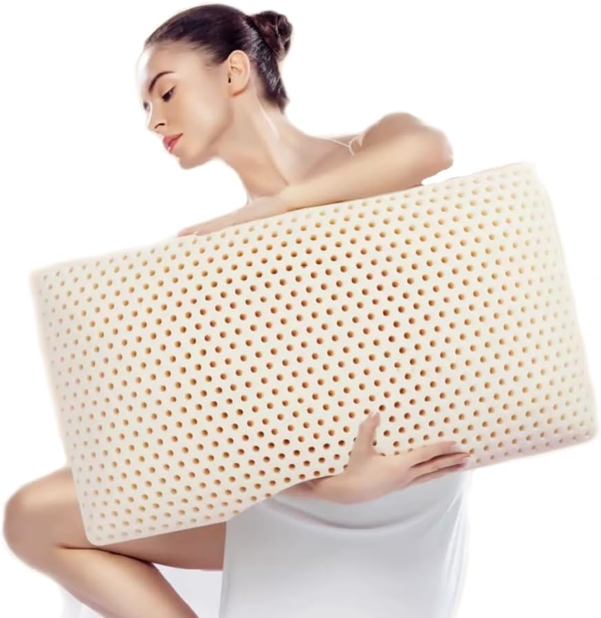 Thailand Natural Latex Pillow,Bed Pillow for Sleeping, Neck Pain Relief Help, Head Support, for Side Back Stomach Sleeper,Neck Pillow
