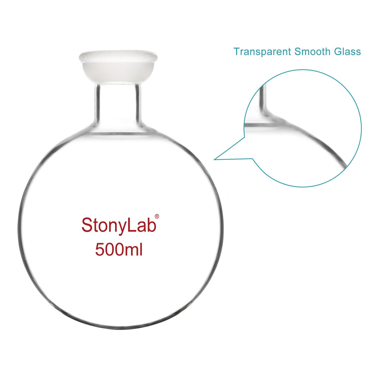 stonylab Giunto Sferico Fondo Rotondo Pallone di Ricezione, Borosilicato Vetro Rotativo Pallone di Ricezione dell'Evaporatore con 35/20 Giunto Rettificato, 500 ml