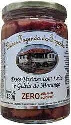 Doce de Leite com Morango Diet, Sobremesa sem Açúcar, Pote de Vidro, 430g, para Dietas Especiais e Diabéticos