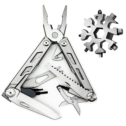 Multitool For Men, 21 In 1 Multitool Pliers Pocket Knife With Nylon Sheath, Stainless Steel Folding Utility Multipurpose Tool, With 24-In-1 Multi-Tool And 18-In-1 Mini-Wrench #TOP2