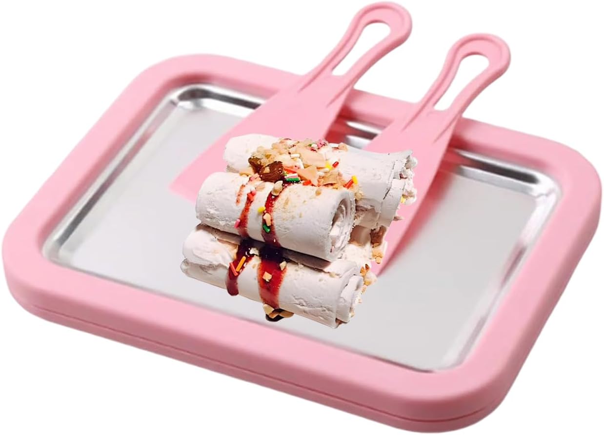 Rolled Ice Cream Maker, Instant Ice Cream Maker with 2 Scrapers, Instant Pan/Roll, Homemade DIY for Fun Parent-Child Activities Families