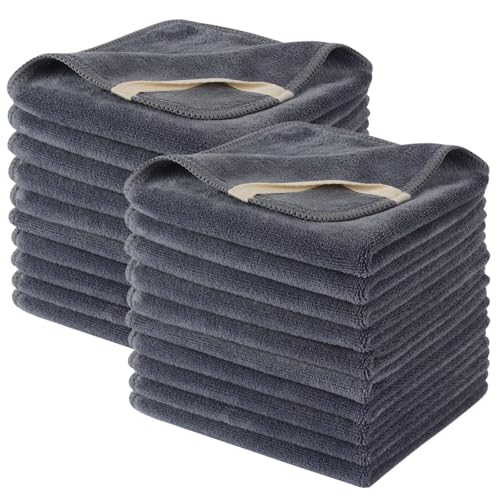 Microfiber Facial Cloths Fast Drying Washcloth 12inch x 12inch Grey 20 pack