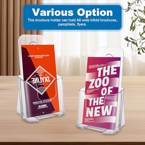 DAJAVE 6 Stück Flyerständer A6 Acryl Prospekthalter A6, Tisch-Prospektständer als Flyerständer, Flyer-Ständer Broschürenhalter Prospekte, Transparenter Prospektaufsteller
