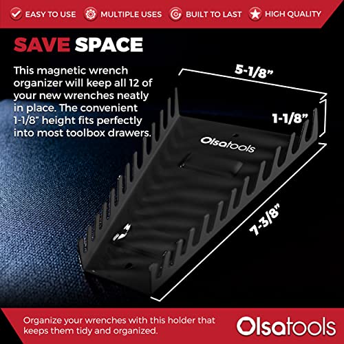 Olsa Tools Ratchet Wrenches Set (Metric 12Pc) - 6-Point Box End Ratchet Wrenches - 120 Tooth Ratcheting Wrenches Set - Magnetic Wrench Organizer - Professional Spanner Wrench Set - Part: 100045 #TOP1