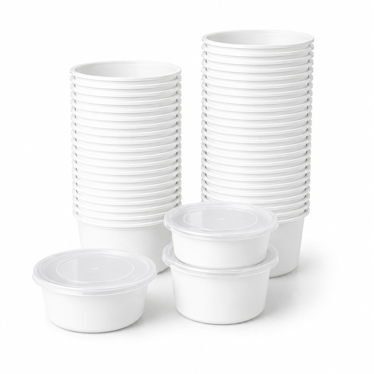 White 500ml Plastic Food Containers with Lids (Pack of 12) | Reusable, Microwave & Freezer Safe Storage Box. for Kitchen, Hotels & Food Delivery-image-35