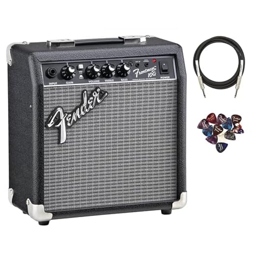 Fender Frontman 10G Guitar Combo Amplifier - Black Bundle with Instrument Cable and Picks