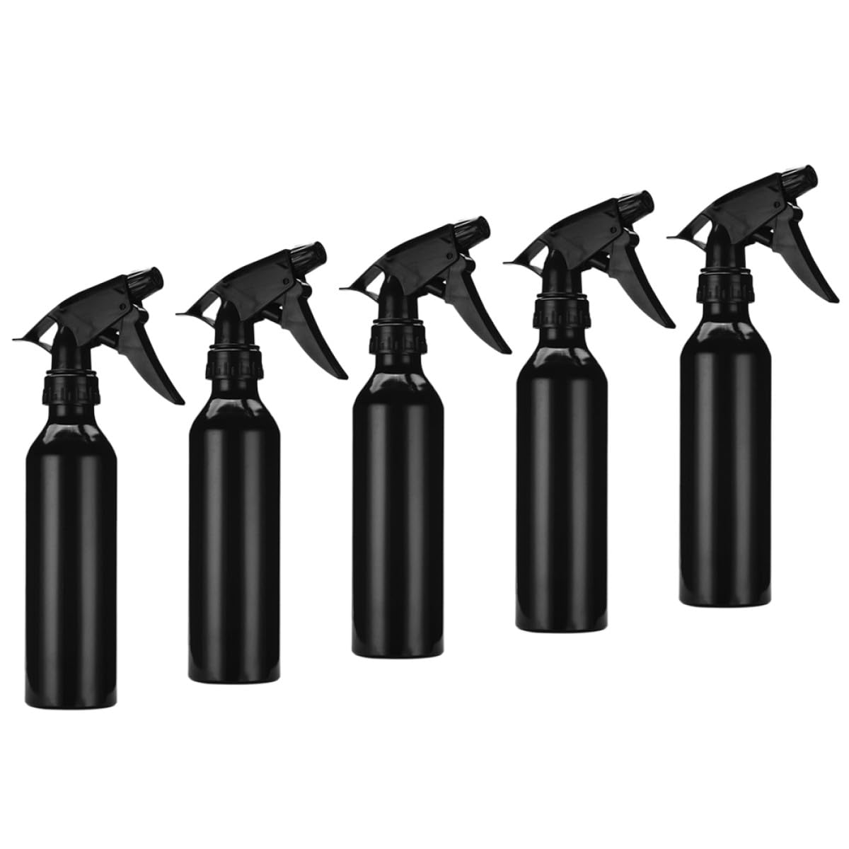 Outanaya Multifunktionale Sprühflaschen 250ml 5 Stück Schwarz aus Aluminiumlegierung und Pp mit Rotierendem Düsendesign zum Befüllen von Make Up Wasser und Parfüm