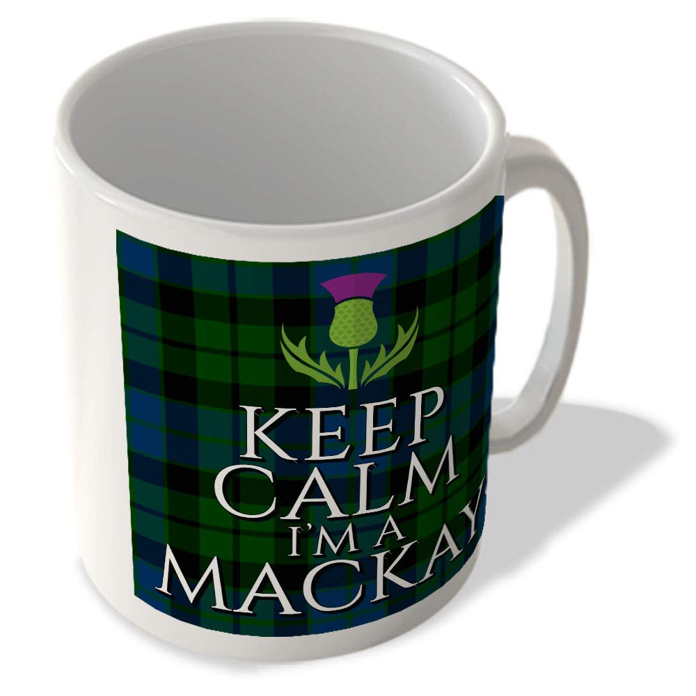 Mcmug White - Keep Calm I'm A Mackay - Mackay Modern Tartan - (Thistle) - Scottish Mug, Ceramic, 11Fl.oz.