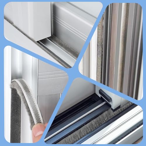Image of Pile Weather Stripping Brush Seal Strip for Door Window Gap 0.4 x 0.4in x 66FT Self Adhesive Draft Stopper Soundproof Insulation Weather Seal Strip for Interior Sliding Glass Door Garage Door