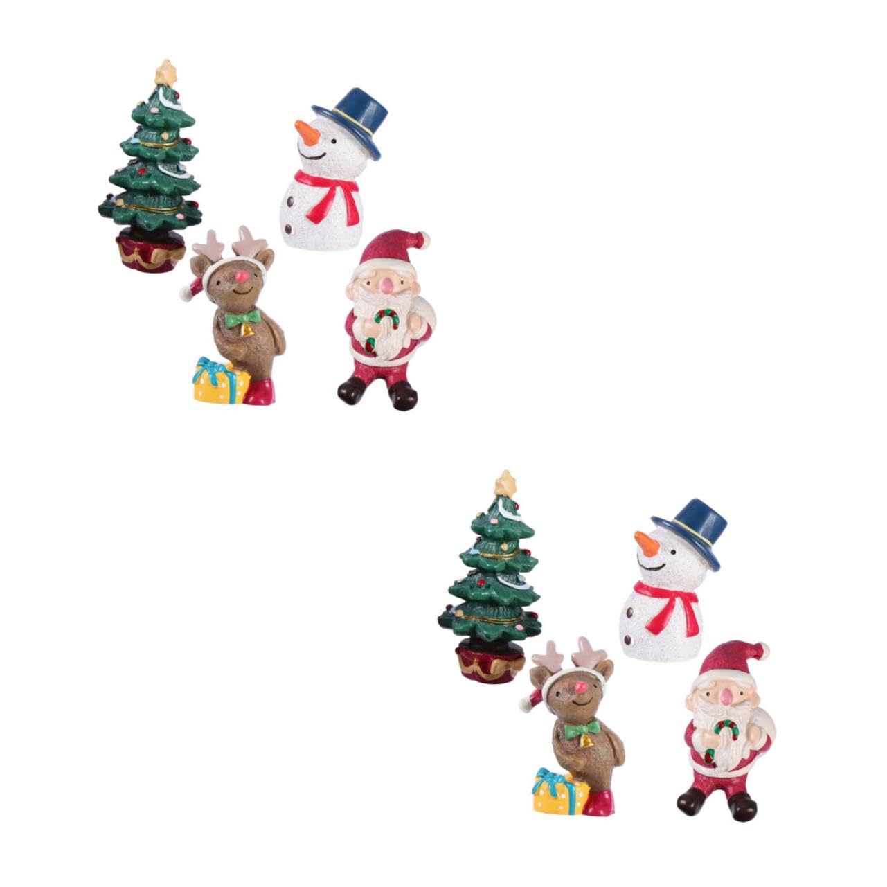 Sosoport 2 Series Adornos Navideños De Resina Mini Figuras De Renos Inauguración De La Casa Accesorio De La Casa Interior Planta Artificial Decoración del Hogar Planta Falsa 4 Piezas*2