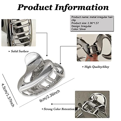 Metal Hair Claw Clips For Thin Hair, 1Pcs Small Hair Clips, Hair Accessories For Women, Elegant Simplicity Hollow Geometric Metal Hair Claw Vintage Hair Clips Ponytail Claw Clip Fashion (Silver) #TOP1